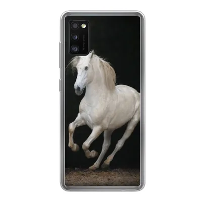Produktbild von MuchoWow® Handyhülle Schutzhülle Hülle für Samsung Galaxy A41 Pferde - Schwarz - Porträt Silikon Softcase Handy Hülle - Mobiltelefon