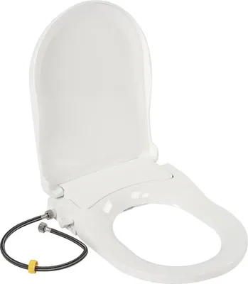 Obrázok produktu pre Bidetové sedadlo na WC – tvar D – neelektrické – dvojitá tryska – samočistiace – rohový ventil 1,27 cm – biele