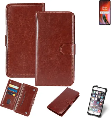 Produktbild von K-S-Trade 360° Hülle kompatibel mit OnePlus Nord 2 5G braun Kunstleder Case BookCase WalletCase Kunstlederederhülle Handyhülle, Rundumschutz