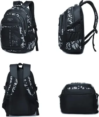 Produktbild von Grosse Kapazität Schulrucksack Teenager, 3 Teile Set Kinderrucksack/Camouflage Rucksäcke/Schulranzen Für Schule, Grau