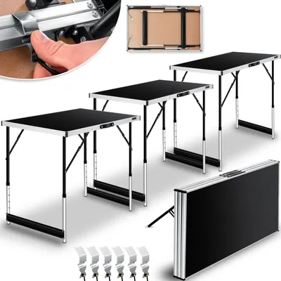 Produktbild von KESSER® Multifunktionstisch Profi 3- teilig, 100 x 60 cm, Tapeziertisch 30kg Tragkraft je Tisch Mit Ausziehfunktion Klapptisch Flohmarktisch Beistelltisch Mehrzwecktisch Campingtisch höhenverstellbar