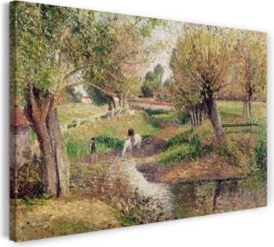 Produktbild von Leinwandbild (80x60cm): Camille Pissarro - L'Abreuvoir, Éragny, echter Holz-Keilrahmen inkl. Aufhänger, handgefertigt in Deutschland