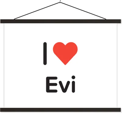 Produktbild von MuchoWow® Textilposter Ich liebe - Evi - Mädchen 120x90 cm mit schwarzem Rahmen - Aufhänger für Poster