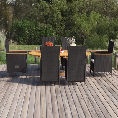 Immagine prodotto di Maison Exclusive - Set da pranzo da giardino 7 pezzi in polyrattan nero