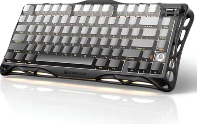 A product shot of a mechanical keyboard with RGB lighting.