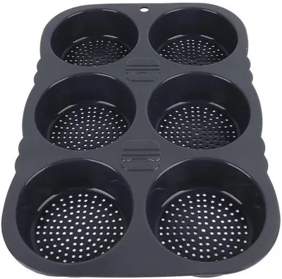 Immagine prodotto di Stampo in silicone per panini, con 6 cavità - Stampo per panini - Resistente al calore - Flessibile - Pieghevole - 34,5 x 23,5 x 4 cm - Silicone
