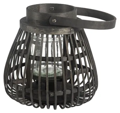 Produktbild von Holzlaterne PALAU 2er Set – schwarz. Naturmaterialien, praktisch für Innen und Außen, inkl. Glaswindlicht, variabel einsetzbar, robustes Design, stilvoll und funktionell