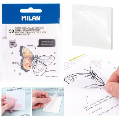 Produktbild von Milan Transparente FLUO Haftnotizen, 50 Stück, 76x76 mm