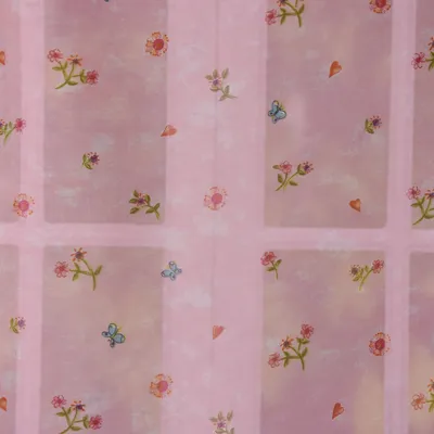Produktbild von Vorhangstoff Voile Meterware Lillifee Blumen rosa H:ca. 2,90m
