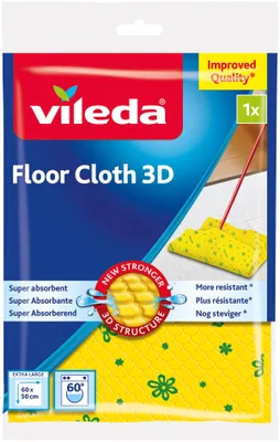 The image shows the packaging of a Vileda Floor Cloth 3D.
