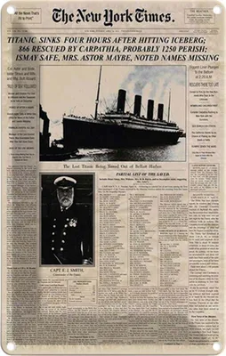 Produktbild von vianmo Blechschild 18x12 cm New York Times Titanic sinks