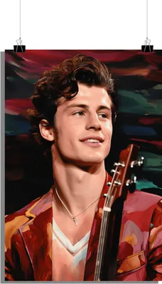 Produktbild von Shawn Mendes Poster - Musik Poster - Aquarell Poster - Stilvolles Poster - Gitarren Poster - 51x71cm - Perfekt zum Einrahmen