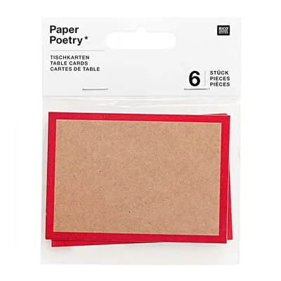 Produktbild von 6 rote Platzkarten aus Kraftpapier, beschreibbar, für Tischdekoration
