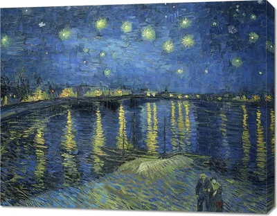 Image de Tableau 90 x 70 cm Nuit étoilée sur le Rhône, Van Gogh Vintage