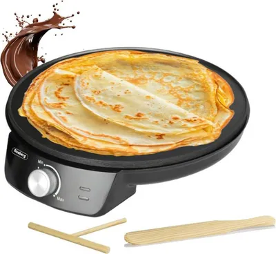 Immagine prodotto di Rosberg R51323A pentola per pancake, 1200 W, accessori inclusi, 30 cm, termostato, nero