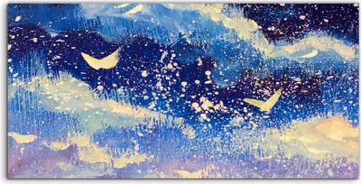 Produktbild von Coloray Canvas 140x70  Wandbild Leinwand Bilder Weiße Abstrakte Nacht violett Himmel