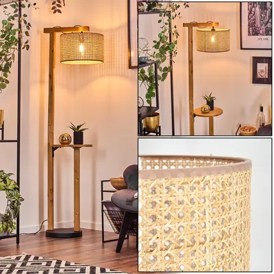 Produktbild von Varoni Stehlampe aus Holz/Metall/Wienergeflecht Natur/Schwarz/Beige