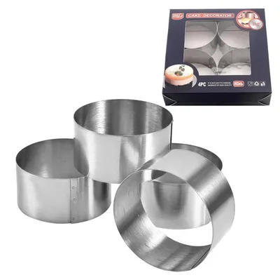 Produktbild von Dessert Speiseringset 4 Stück Edelstahl Tortenring 8x4cm Antihaft