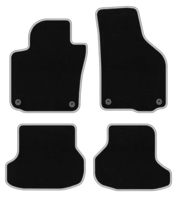 Produktbild von Fußmatten Velours Schwarz/Silber für Volkswagen Golf VI 2011-2016 Set 4-tlg