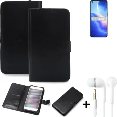 Produktbild von K-S-Trade Wallet Case Handyhülle kompatibel mit Oppo Find X3 Lite Schutzhülle Flip cover Flipstyle Tasche Hülle Flipcover Slim Bumper schwarz + in
