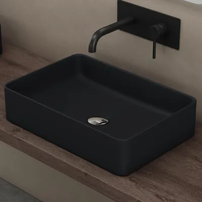 Immagine prodotto di doporro Lavabo Bagno Rettangolare Lavabo da Appoggio in Vetroceramica Lavandino con Bordo Sottile 58x37x13,5 cm Nero opaco Lavamani Lavello senza Foro Rubinetto per Guardaroba Bagno Brš¹ssel105D