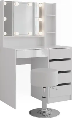 Immagine prodotto di Tavolo da toeletta Vicco Sherry Bianco/bianco lucido 89.8 cm 5 parti, Model 57699