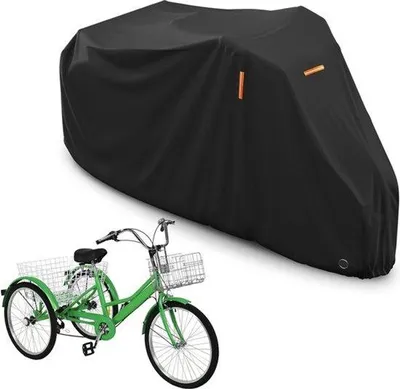 Obrázok produktu pre Ochrana pre bicykle – vodovzdorná tkanina Oxford – univerzálna ochrana pre trojkolky – s otvorom na zámok a vreckom – vhodná pre 1–3 bicykle – vhodná pre horské a cestné bicykle – čierna – 191 x 77 x 112 cm
