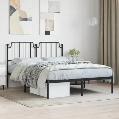 Produktbild von CLORIS Bettgestell Bettrahmen mit Kopfteil Metall Schwarz 140x190 cm, 20,35 kg