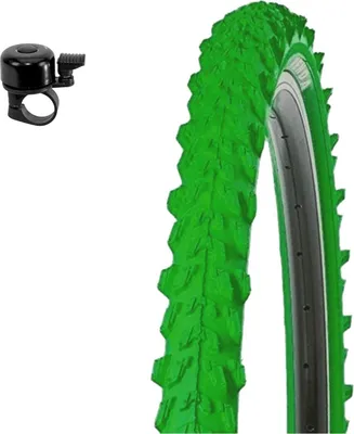 Produktbild von 1 x Kenda 24" Pyscho K-829 MTB Fahrradreifen in Grün 50-507 (24 x 1,95) inkl. maxxi4you Fahrradklingel