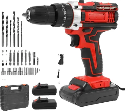 Produktbild von Schlagbohrmaschine, 32 N·m Drehmoment, kabelloses Design, Mit 2 × Batterie