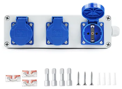 Productafbeelding van Stroomverdeler 16 A, elektrische behuizing, 3 x 220 V, waterdicht, IP54