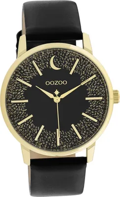 Produktbild von Oozoo Leder Damen Uhr Analog Quarzuhr Armband schwarz Timepieces D2UOC11044