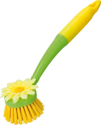 Obrázok produktu pre haug bürsten Kvetinová kefa na umývanie riadu žltá / svetlozelená s textilným kvetom - 45102 21