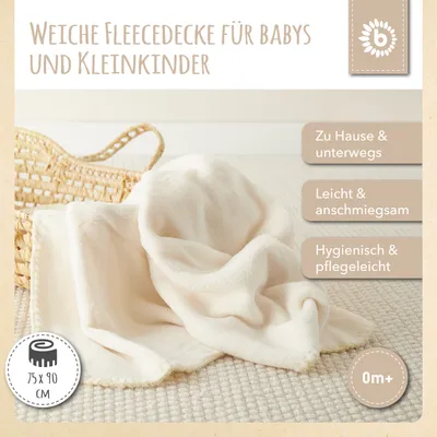 Produktbild von Bieco Baby Decke beige klein - Babydecke flauschig - Fleecedecke Creme - Babydecke einfarbig - dünne Decke Baby Kuscheldecke Baby Fleecedecke beige creme Kuscheldecke Baby beige Babydecke klein
