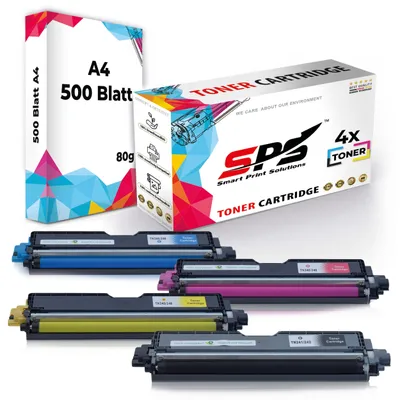 Produktbild von 4x Toner TN-241K 242K 245C 246C 245Y 246Y 245M 246M kompatibel für Brother HL-3142 + DIN A4 Druckerpapier 500 Blatt