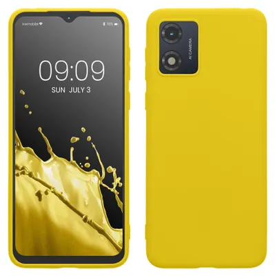Produktbild von kwmobile Handyhülle für Motorola Moto E13 Hülle - TPU Case - Kabelloses Laden - Schutzhülle Cover in Strahlend Gelb