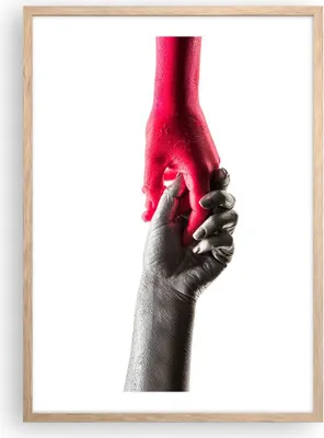 Produktbild von Gerahmtes Poster - Rahmen in heller Eiche - Hilfe Hände Symbol - 50x70 cm - Wand Bild - Wanddeko - Wandbilder - Kunstposter - Wandposter - Bilderrahmen - Bilder - Kunstdruck - P2NPA50x70-4483