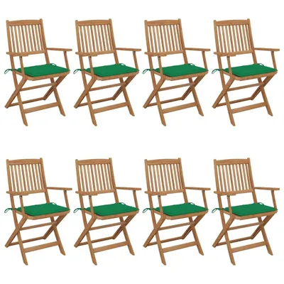 Produktbild von Eleganten-Stil Klappbare Gartenstühle 8 Stk. mit Kissen Massivholz Akazie,Gartenstühle CHY68497