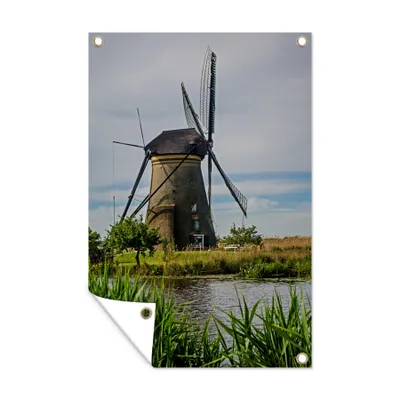 Obrázek produktu pro MuchoWow® Zahradní plakáty - Větrný mlýn v Kinderdijk-Elshout - 180x120 cm - Zahradní dekorace