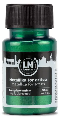 Produktbild von LM-Kreativ Metallika for Artists 50 ml, Grün – hochpigmentierte Metallic-Acrylfarbe für Holz, Leinwand, Keramik & Glas