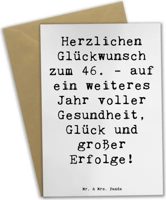 Produktbild von Mr. & Mrs. Panda Grußkarte Spruch 46. Geburtstag Glückwünsche - Weiß - Geschenk, weihnachtskarten, Meilenstein, Happy Birthday, hochzeitskarten, 46 Jahre, osterkarte