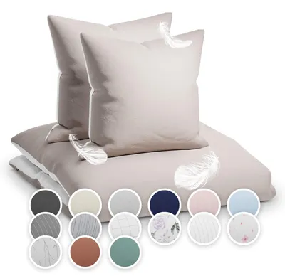 Produktbild von sleepwise Bettwäsche 240x220 Sommer Bettwäsche 3tlg- , Traumhaft Weich, Atmungsaktiv, Bügelfrei & Knitterfrei - Bettbezug Set aus gebürsteter Mikrofaser mit 65x65cm Kissenbezüge,Taupe/Weiß