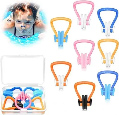 Imagen del producto de Pinzas nasales para nadar y bucear – Impermeables – Con estuche – Para niños y adultos – De varios colores – 8 unidades