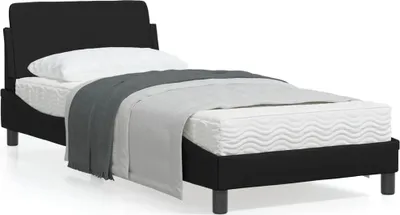 Produktbild von Design Bettgestell mit Kopfteil Schwarz 80x200 cm Kunstleder, Klassische Betten 2024 Neu