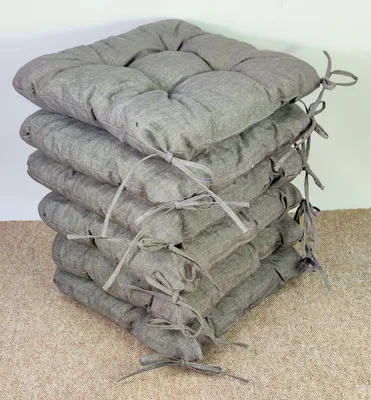 Produktbild von Set 6 x Stuhlkissen/Sitzkissen Lara 38 x 38 cm Dicke 8 cm, Fb. Colore Grigio ( dunkel grau ) mit Schleifen