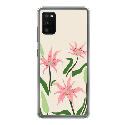 Produktbild von MuchoWow® Handyhülle Schutzhülle Hülle für Samsung Galaxy A41 Blume - Rosa - Blätter Silikon Softcase Handy Hülle - Mobiltelefon