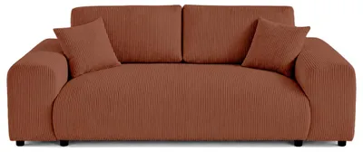 Image de Lisa Design Garance - canapé droit 3 places - en velours côtelé , Terracotta