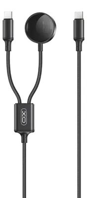 Image de Chargeur sans fil 2 en 1 XO CX030 pour Apple Watch avec câble USB-C - USB-C, Noir