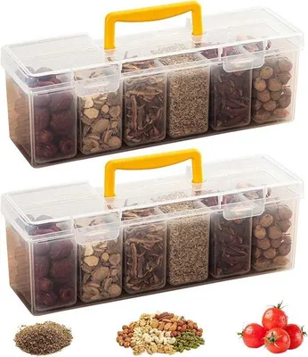 Produktbild von 12-Teilige Kräuterbehälter mit Deckel - Snack-Organizer - Küchen-Snackbrett - herstellbar - umweltfreundlich - 2 Stück