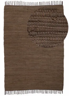 Produktbild von Flickenteppich Kelim Chindi Uni Braun 120x170 cm, handgewebt | Fleckerlteppich aus Baumwolle für Wohnzimmermit Fransen